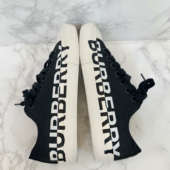 Burberry Black and White Cotton-Gabardine Sneakers - Picture 11 of 14